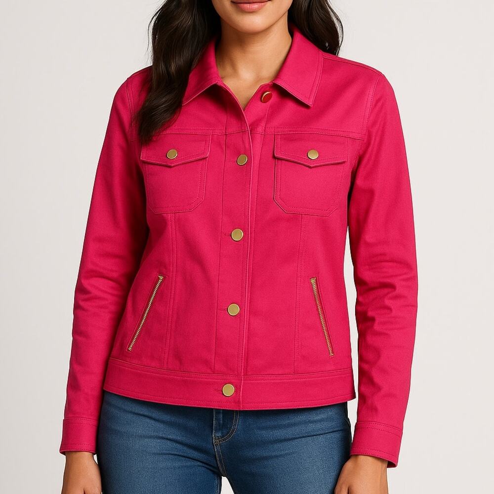 Jones New York Fuchsia Stretch Twill Utility Jacket Women’s Size‎ Large